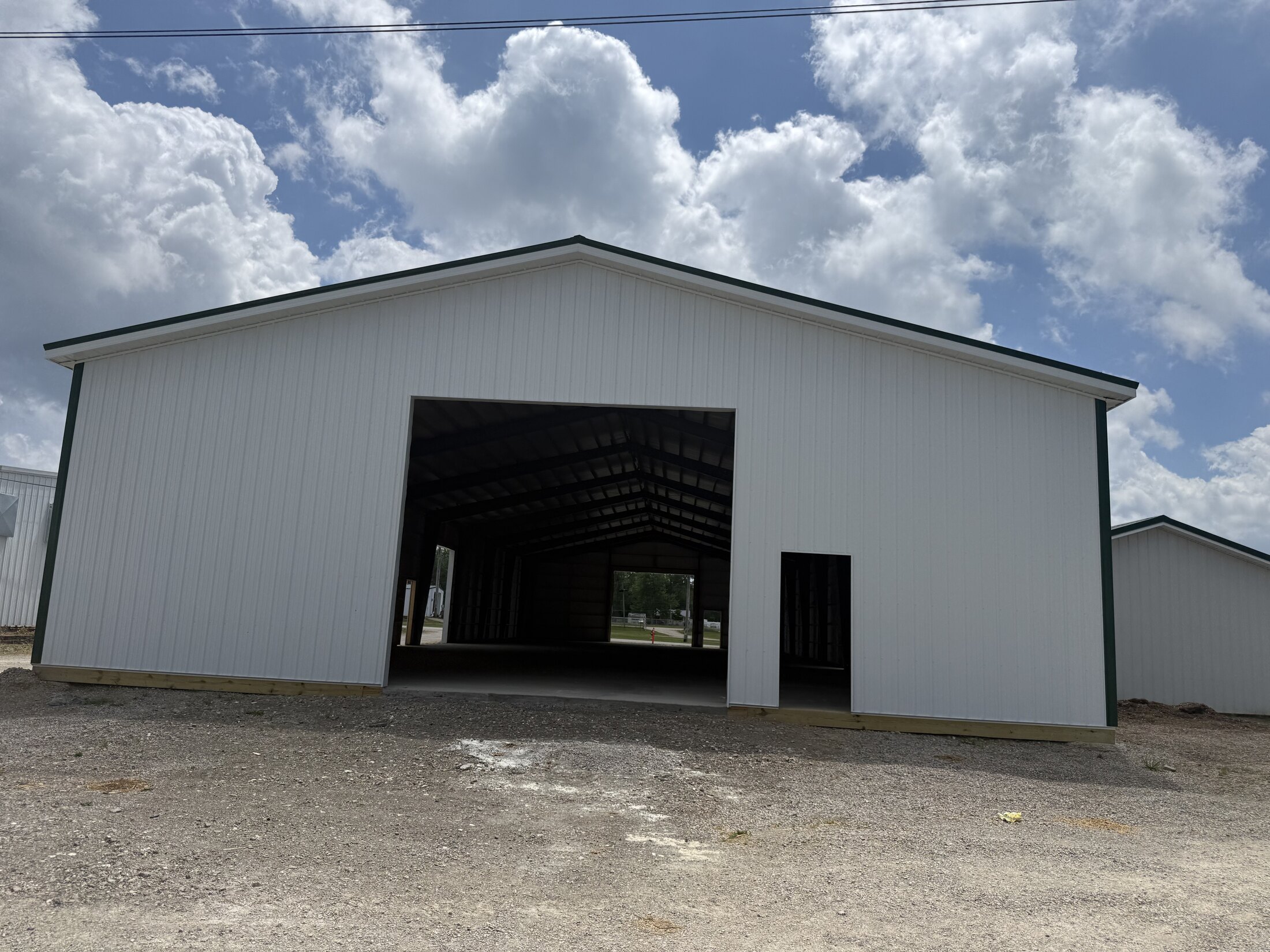 Exterior construction-phase view of the new Ashtabula County Fairgrounds building