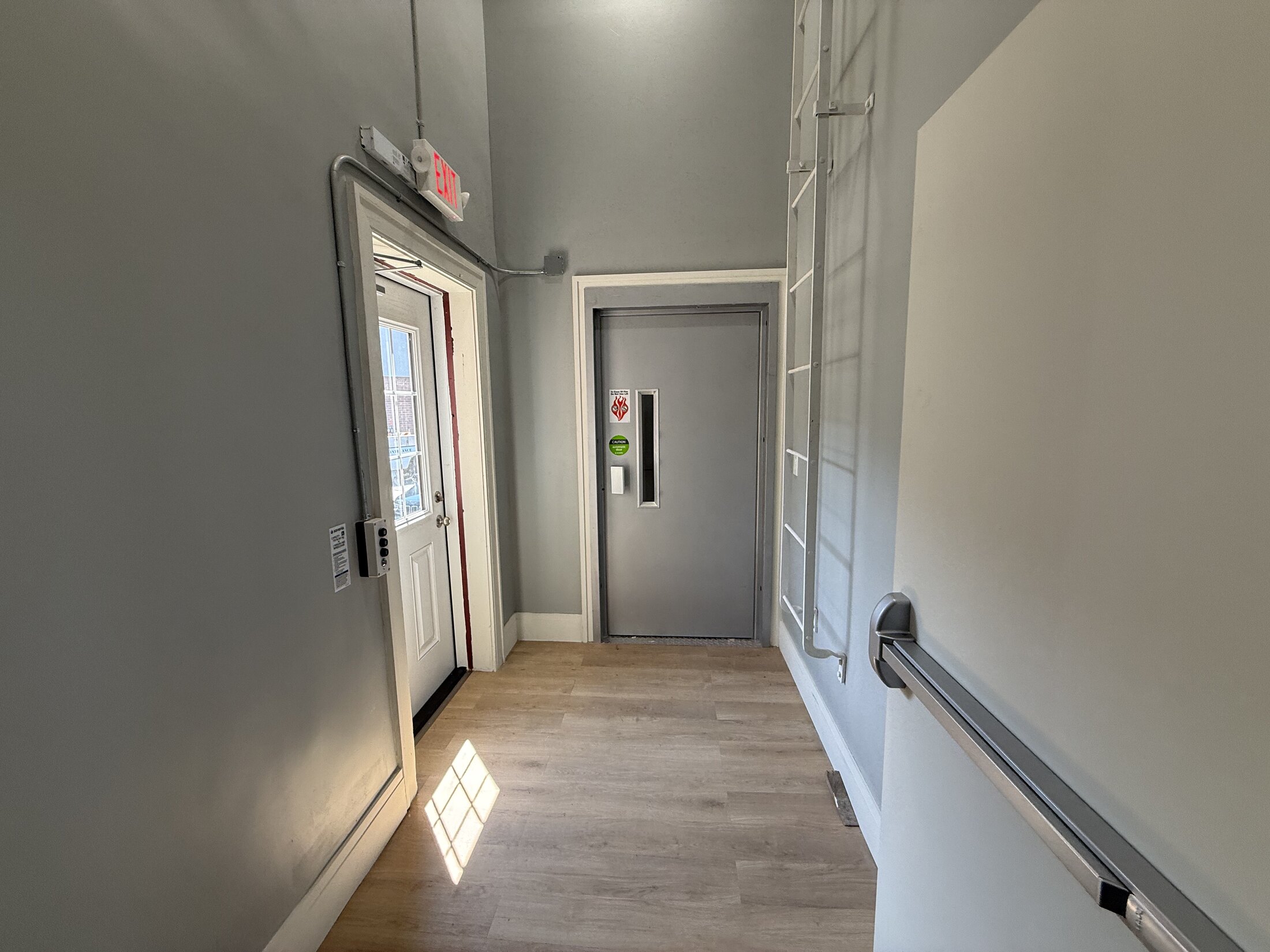 Completed ADA circulation area and elevator landing inside North Olmsted Old Town Hall
